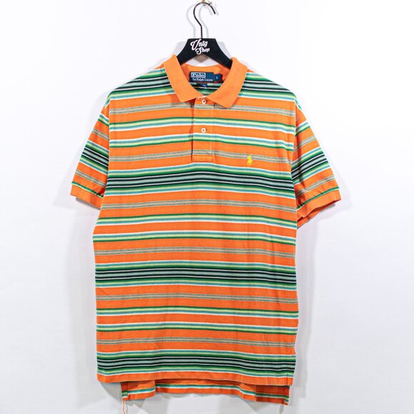 Polo Ralph Lauren Pony Striped Polo Shirt Y2K Preppy - Picture 1 of 5